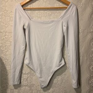 Babaton white contour square neck body suit